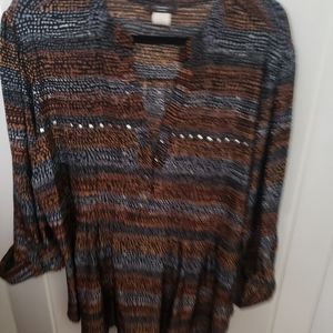 Almost new half silver button front top.